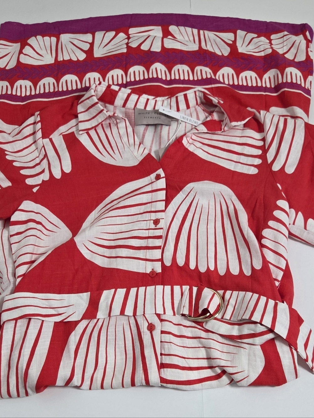 NWT- White Closet Elements Red & White Button-Front Belted Maxi Sundress - Picture 9 of 9
